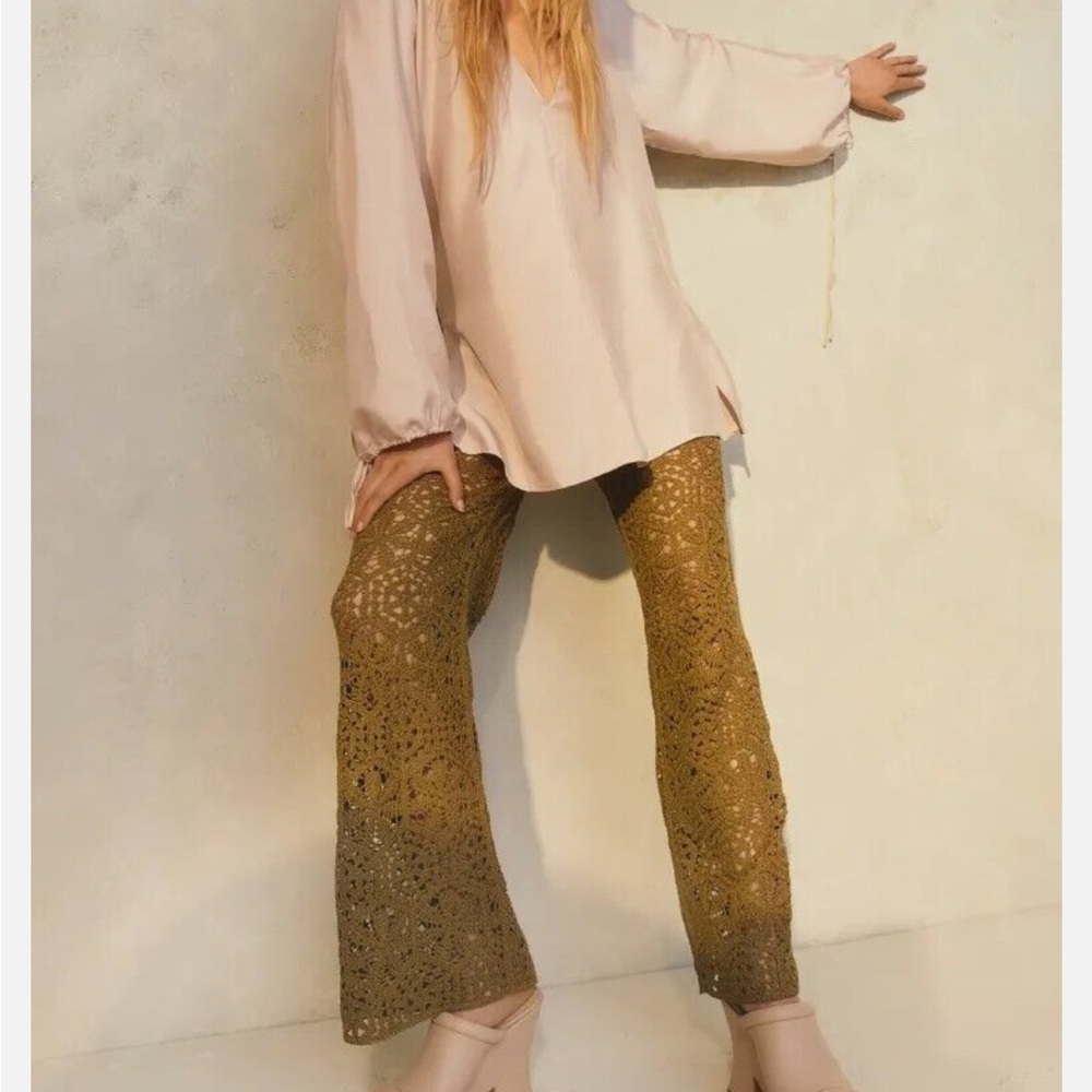 H&M crochet lace eyelet pants